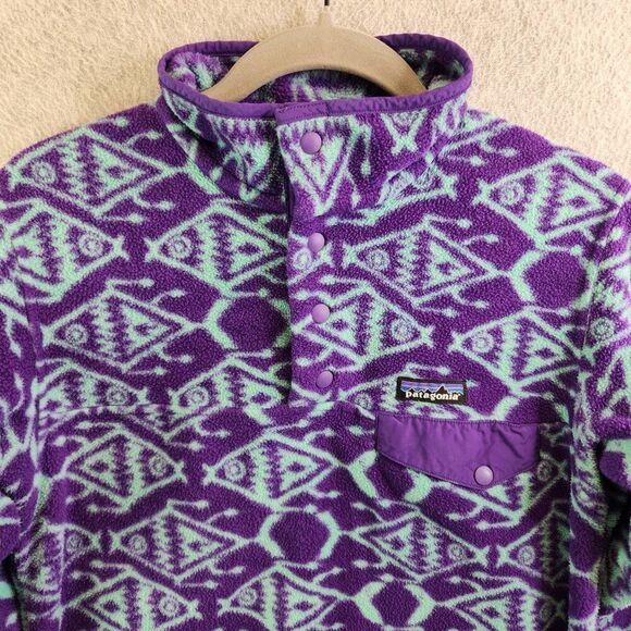 Patagonia Synchilla Sweater Womens XS Ikat Big Fish T-Snap Fleece Aztec Tribal - Picture 2 of 14